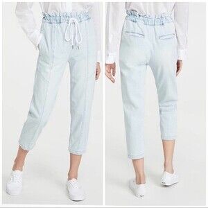 Pistola High Rise Cam Drawstring Waist Paperbag Jeans in Light Wash size L
